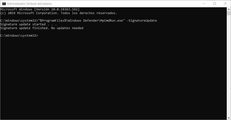 Windows Defender: cómo buscar virus con un comando de CMD